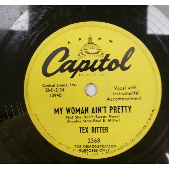 78 RPM-My Woman Ain't Pretty-Buffalo Dreamin'-Tex Ritter (R148) - Picture 1 of 4